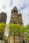 Germany, Berlin. Clock Tower. Remains of the Neo-Romanesque style, Kaiser Wilhelm Church. Art Print